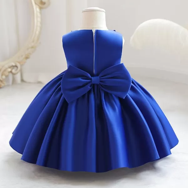IDOPIP Flower Girl Bowknot Tutu Dress for Kids Baby Princess Wedding Bridesmaid Birthday Party Pageant Baptism Dresses 6M10TRoyal Blue  Rose Bow
