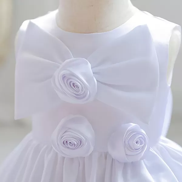 IDOPIP Flower Girl Bowknot Tutu Dress for Kids Baby Princess Wedding Bridesmaid Birthday Party Pageant Baptism Dresses 6M10TWhite  Rose Bow