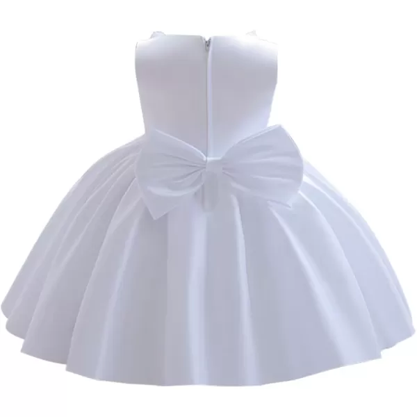 IDOPIP Flower Girl Bowknot Tutu Dress for Kids Baby Princess Wedding Bridesmaid Birthday Party Pageant Baptism Dresses 6M10TWhite  Rose Bow