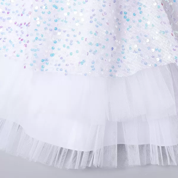 IDOPIP Flower Girl Bowknot Tutu Dress for Kids Baby Princess Wedding Bridesmaid Birthday Party Pageant Baptism Dresses 6M10TWhite  Sequin