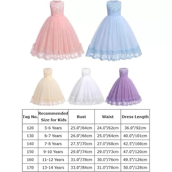 IDOPIP Flower Girl Lace Dress for Kids Wedding Bridesmaid Pageant Party Formal Long Gown Princess Communion Tulle DressesBlue  Beaded