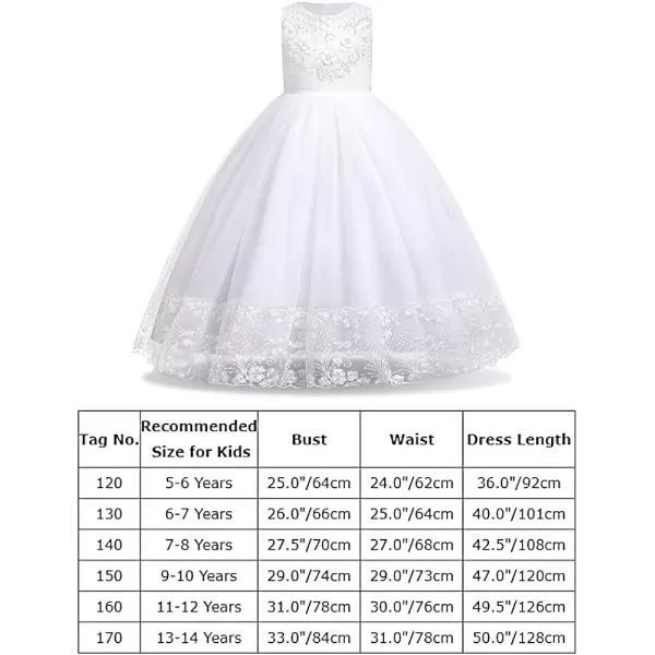 IDOPIP Flower Girl Lace Dress for Kids Wedding Bridesmaid Pageant Party Formal Long Gown Princess Communion Tulle DressesWhite  Beaded