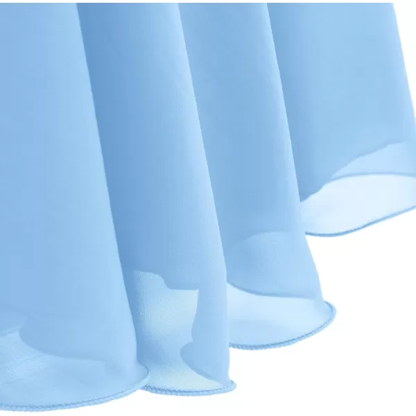IDOPIP Flower Girl Ruffle Chiffon Dress for Kid Wedding Junior Bridesmaid Communion Party Pageant Long Maxi Dresses with BeltBlue