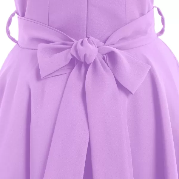 IDOPIP Flower Girl Ruffle Chiffon Dress for Kid Wedding Junior Bridesmaid Communion Party Pageant Long Maxi Dresses with BeltLilght Purple