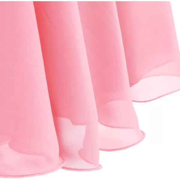 IDOPIP Flower Girl Ruffle Chiffon Dress for Kid Wedding Junior Bridesmaid Communion Party Pageant Long Maxi Dresses with BeltPink