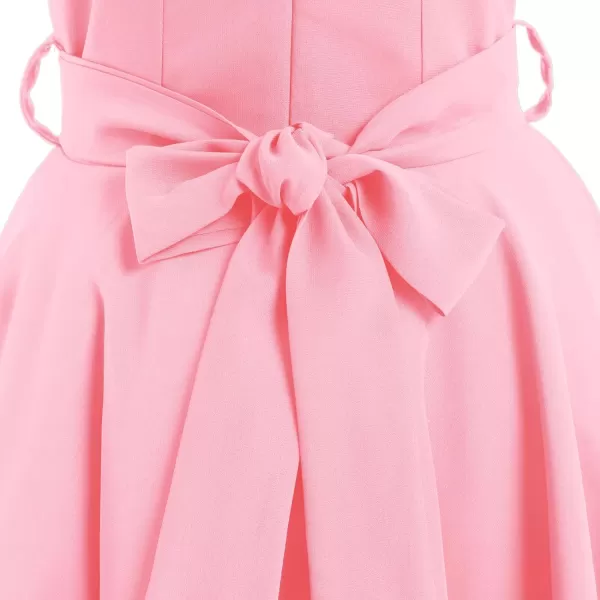 IDOPIP Flower Girl Ruffle Chiffon Dress for Kid Wedding Junior Bridesmaid Communion Party Pageant Long Maxi Dresses with BeltPink
