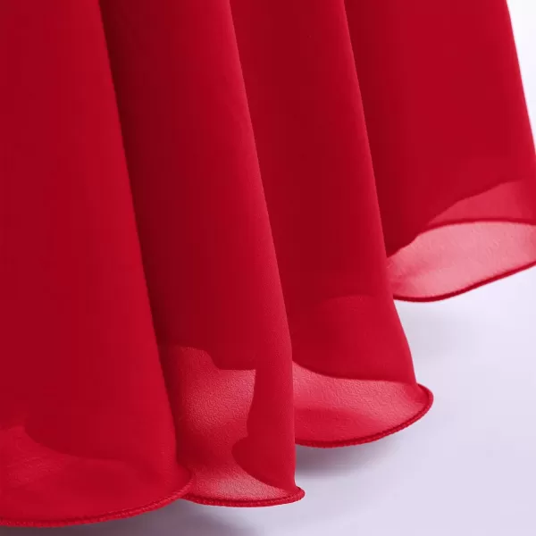 IDOPIP Flower Girl Ruffle Chiffon Dress for Kid Wedding Junior Bridesmaid Communion Party Pageant Long Maxi Dresses with BeltRed