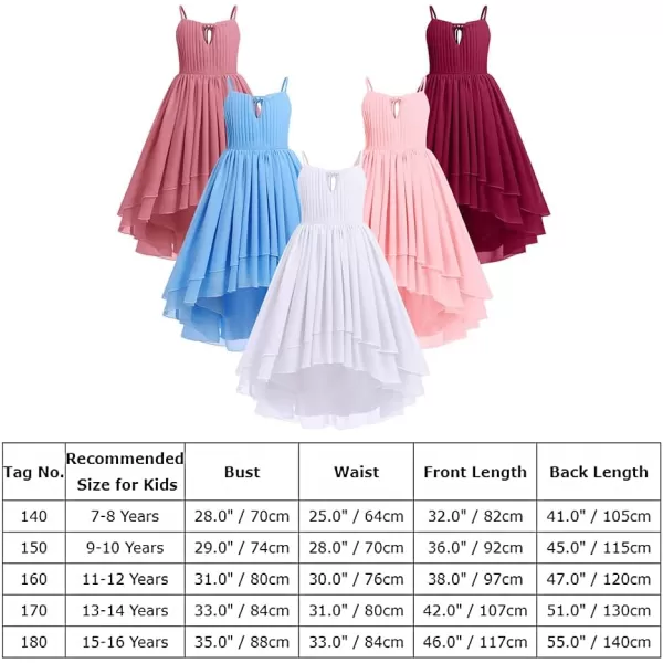 IDOPIP Flower Girl Ruffle Chiffon Dress for Kid Wedding Junior Bridesmaid Communion Party Pageant Long Maxi Dresses with BeltWine Red  Sleeveless