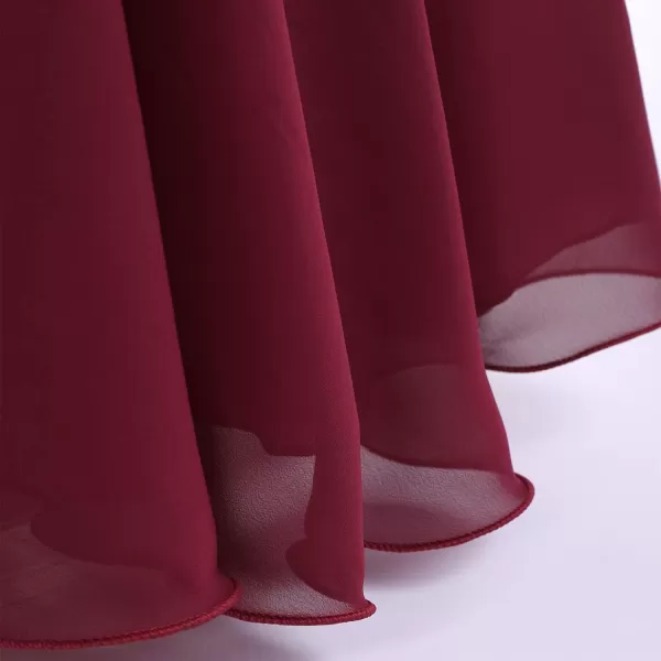 IDOPIP Flower Girl Ruffle Chiffon Dress for Kid Wedding Junior Bridesmaid Communion Party Pageant Long Maxi Dresses with BeltWine Red