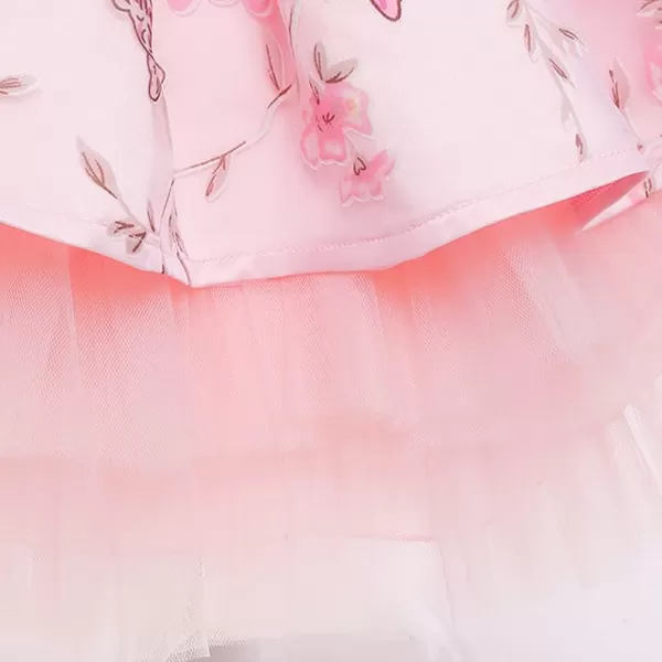 IDOPIP Flower Girl Sequins Bowknot VBack Tutu Dress for Kids Baby Princess Pageant Wedding Birthday Party Gown with HeadbandPink  Butterfly Flower