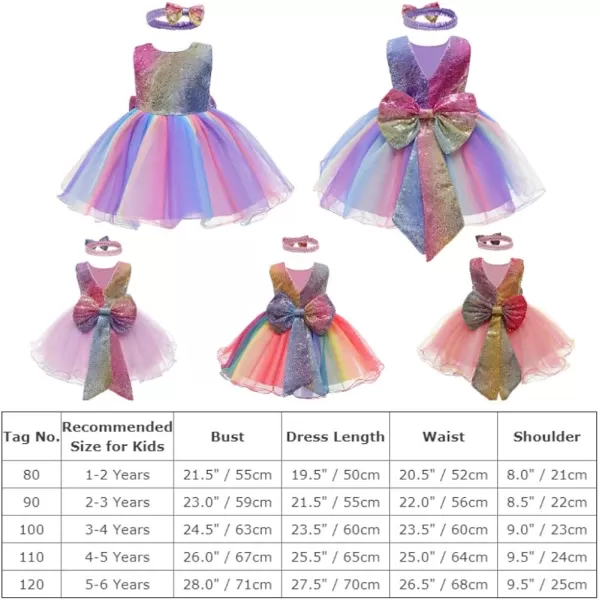 IDOPIP Flower Girl Sequins Bowknot VBack Tutu Dress for Kids Baby Princess Pageant Wedding Birthday Party Gown with HeadbandPurple  Rainbow