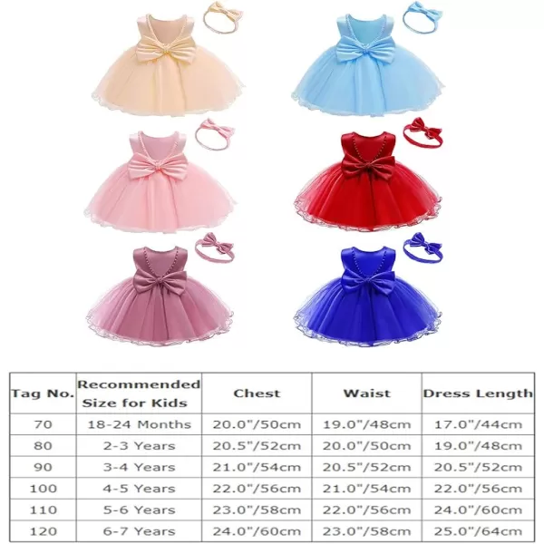 IDOPIP Flower Girls Beaded Bowknot VBack Tutu Dress for Kids Baby Communion Birthday Party Formal Wedding Dresses  HeadwearPink