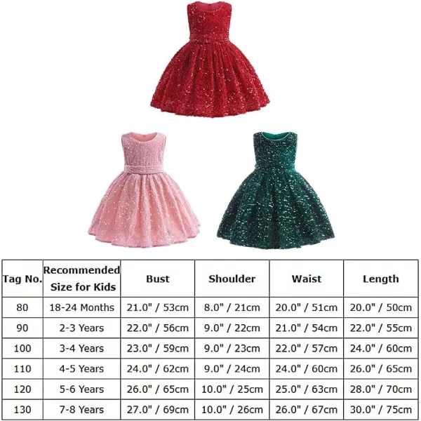 IDOPIP Flower Girls Sequin Velvet Tutu Dress for Toddler Baby Christmas Birthday Wedding Party Pageant Bowknot Prom Gown 18TRed