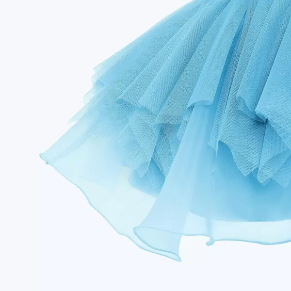 IDOPIP Flower Girls Sequins Tutu Dress for Kids Baby Wedding Bridesmaid Pageant Birthday Party Princess Organza Tulle DressesBlue