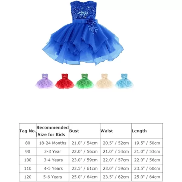 IDOPIP Flower Girls Sequins Tutu Dress for Kids Baby Wedding Bridesmaid Pageant Birthday Party Princess Organza Tulle DressesBlue