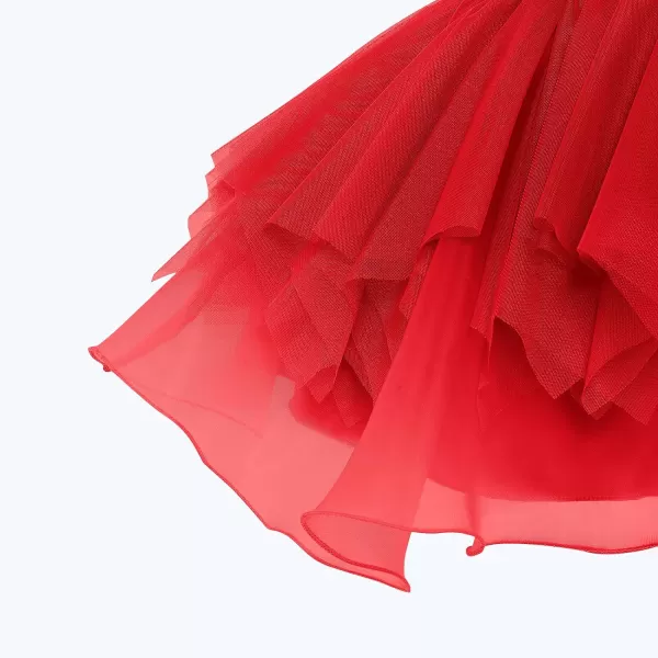 IDOPIP Flower Girls Sequins Tutu Dress for Kids Baby Wedding Bridesmaid Pageant Birthday Party Princess Organza Tulle DressesRed