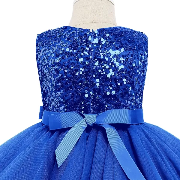 IDOPIP Flower Girls Sequins Tutu Dress for Kids Baby Wedding Bridesmaid Pageant Birthday Party Princess Organza Tulle DressesRoyal Blue