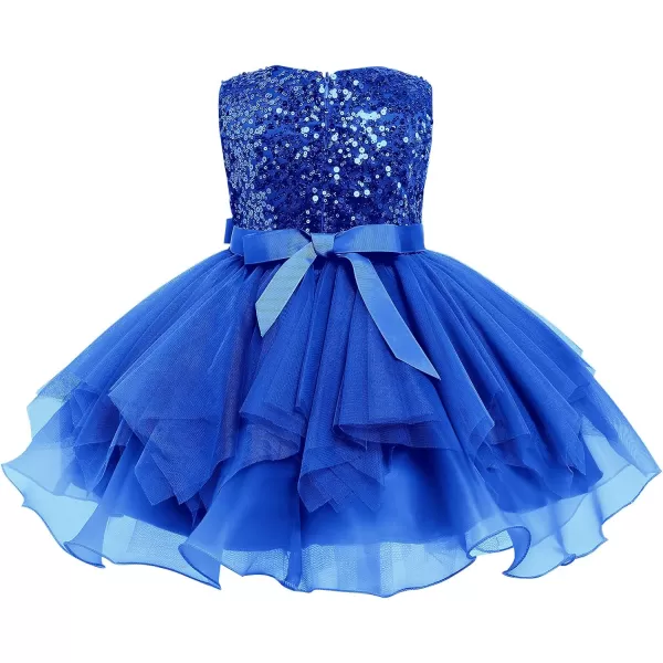 IDOPIP Flower Girls Sequins Tutu Dress for Kids Baby Wedding Bridesmaid Pageant Birthday Party Princess Organza Tulle DressesRoyal Blue