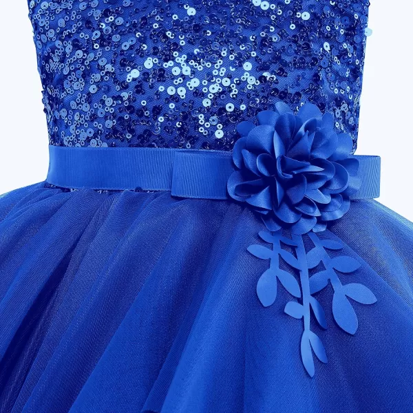 IDOPIP Flower Girls Sequins Tutu Dress for Kids Baby Wedding Bridesmaid Pageant Birthday Party Princess Organza Tulle DressesRoyal Blue