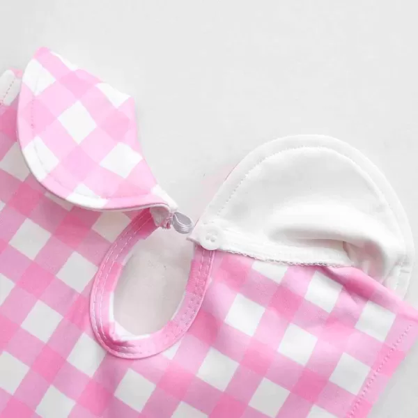 IDOPIP Halloween Costume for Kids Girls Pink Plaid Dress with Headband Hat Toddler Princess Birthday Party Dress up OutfitPink  Collar