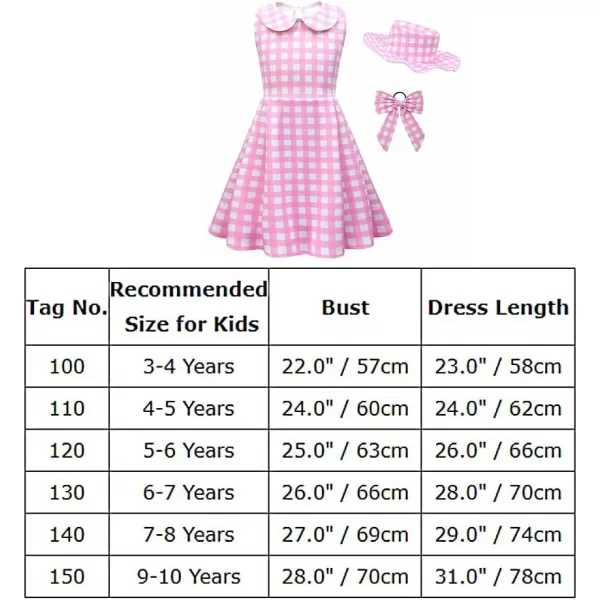 IDOPIP Halloween Costume for Kids Girls Pink Plaid Dress with Headband Hat Toddler Princess Birthday Party Dress up OutfitPink  Collar