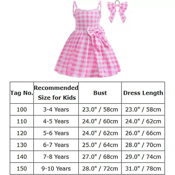 IDOPIP Halloween Costume for Kids Girls Pink Plaid Dress with Headband Hat Toddler Princess Birthday Party Dress up OutfitPink 2pcs