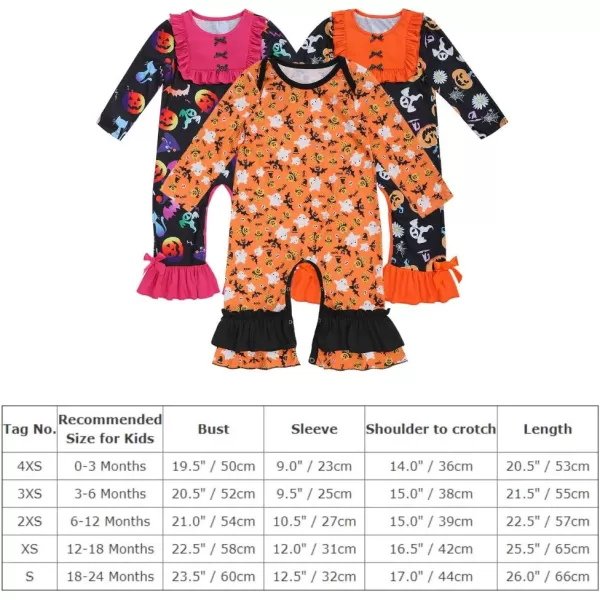 IDOPIP Icing Ruffle Jumpsuit Pants for Toddler Baby Girls Halloween Pumpkin Romper Long Sleeve Playwear Birthday Outfit 024M Hot Pink Pumpkin