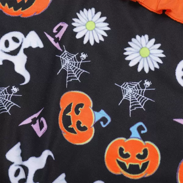 IDOPIP Icing Ruffle Jumpsuit Pants for Toddler Baby Girls Halloween Pumpkin Romper Long Sleeve Playwear Birthday Outfit 024M Orange  Black Pumpkin Ghost