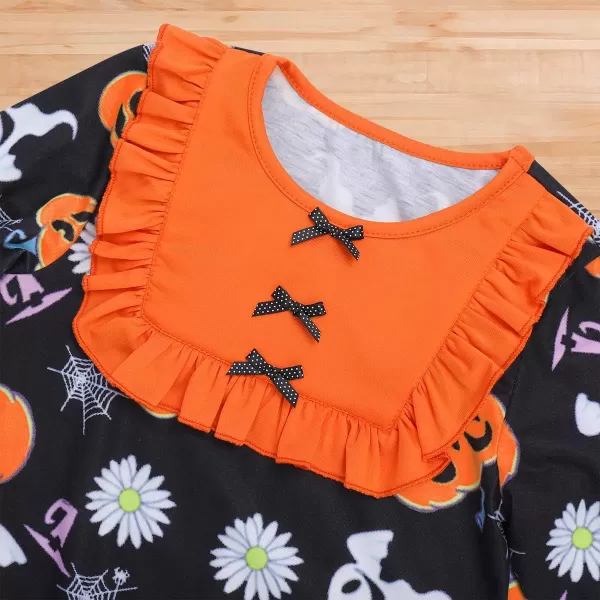 IDOPIP Icing Ruffle Jumpsuit Pants for Toddler Baby Girls Halloween Pumpkin Romper Long Sleeve Playwear Birthday Outfit 024M Orange  Black Pumpkin Ghost