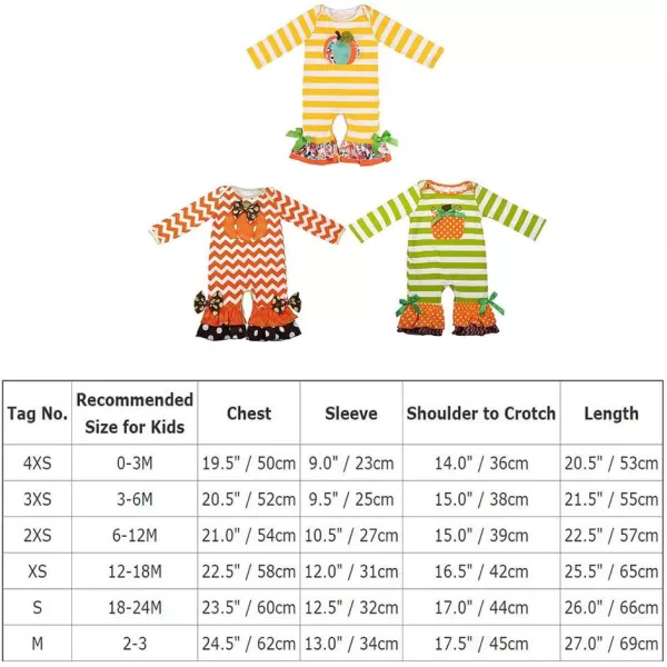 IDOPIP Icing Ruffle Jumpsuit Pants for Toddler Baby Girls Halloween Pumpkin Romper Long Sleeve Playwear Birthday Outfit 024MOrange Pumpkin Chevron