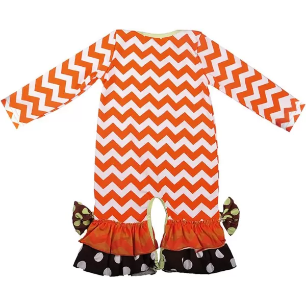 IDOPIP Icing Ruffle Jumpsuit Pants for Toddler Baby Girls Halloween Pumpkin Romper Long Sleeve Playwear Birthday Outfit 024MOrange Pumpkin Chevron