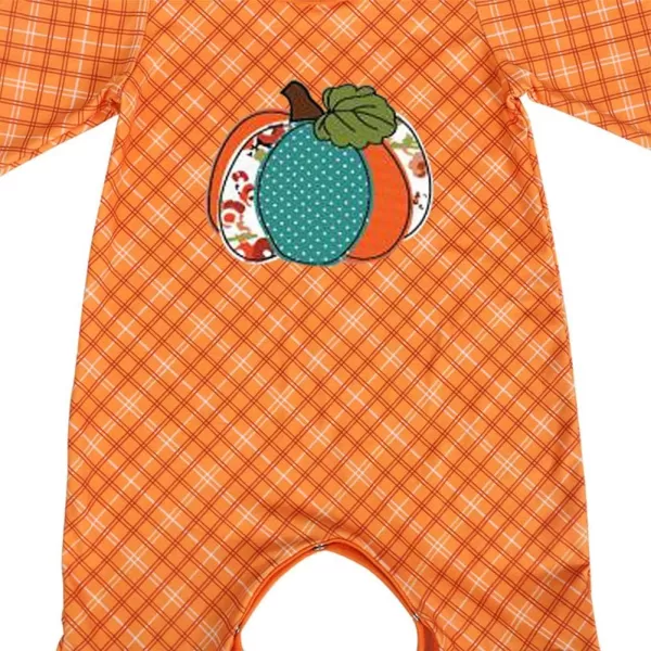 IDOPIP Icing Ruffle Jumpsuit Pants for Toddler Baby Girls Halloween Pumpkin Romper Long Sleeve Playwear Birthday Outfit 024MOrange Pumpkin Plaid