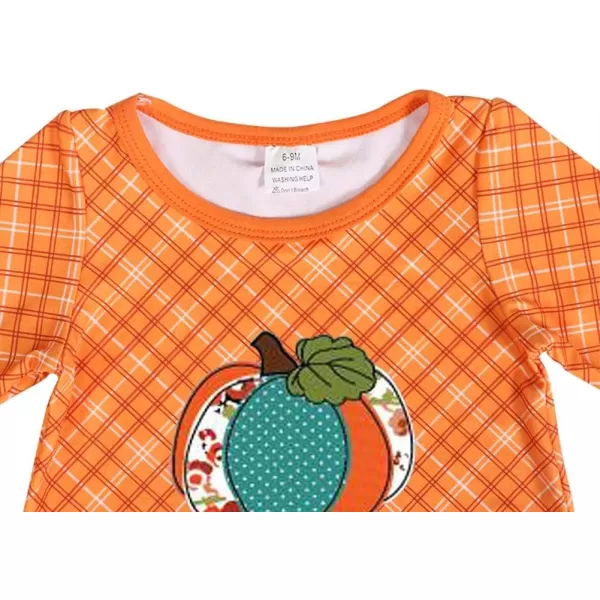 IDOPIP Icing Ruffle Jumpsuit Pants for Toddler Baby Girls Halloween Pumpkin Romper Long Sleeve Playwear Birthday Outfit 024MOrange Pumpkin Plaid