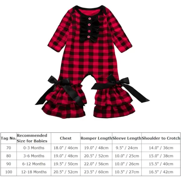 IDOPIP Icing Ruffle Jumpsuit Pants for Toddler Baby Girls Halloween Pumpkin Romper Long Sleeve Playwear Birthday Outfit 024MRed Plaid