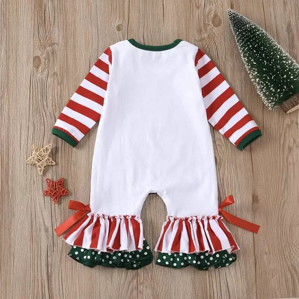 IDOPIP Icing Ruffle Jumpsuit Pants for Toddler Baby Girls Halloween Pumpkin Romper Long Sleeve Playwear Birthday Outfit 024MWhite First Christmas