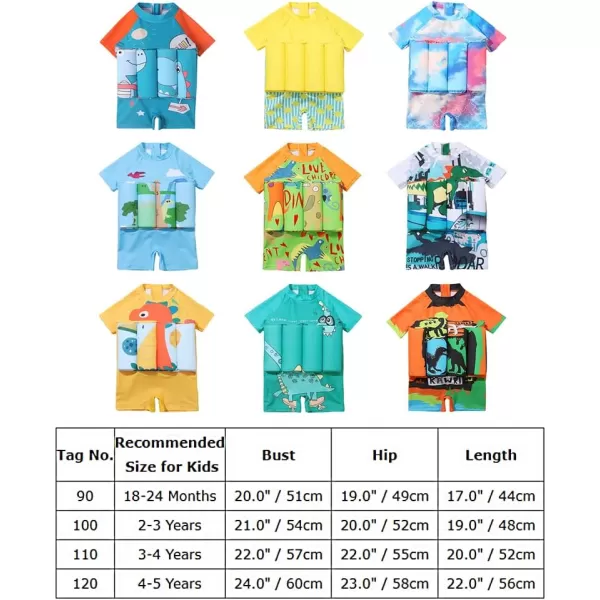 IDOPIP Kids Boys Girls Floatation Swimsuit with Adjustable Buoyancy Baby Float Suit Swim Vest One Piece Swimwear Bathing SuitBlue  Colorful