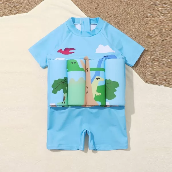 IDOPIP Kids Boys Girls Floatation Swimsuit with Adjustable Buoyancy Baby Float Suit Swim Vest One Piece Swimwear Bathing SuitBlue Dinosaur  Cloud