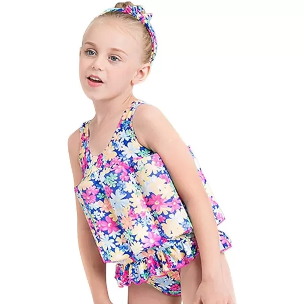 IDOPIP Kids Boys Girls Floatation Swimsuit with Adjustable Buoyancy Baby Float Suit Swim Vest One Piece Swimwear Bathing SuitColorful Floral