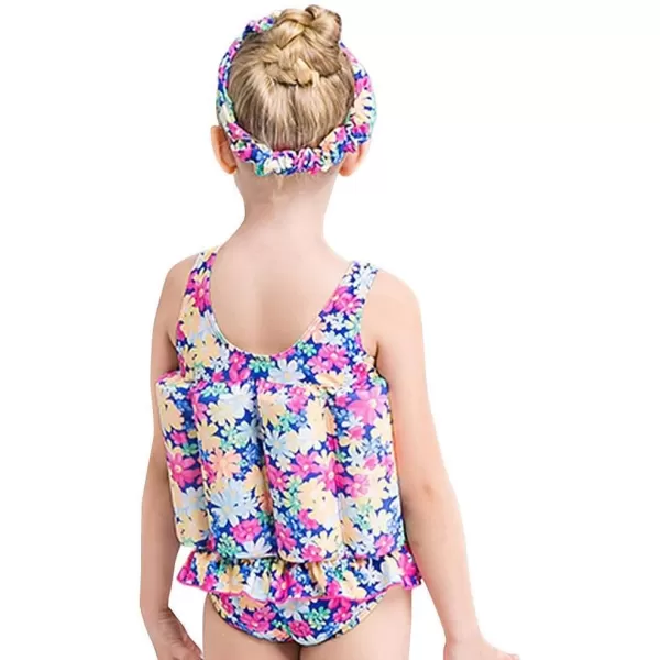 IDOPIP Kids Boys Girls Floatation Swimsuit with Adjustable Buoyancy Baby Float Suit Swim Vest One Piece Swimwear Bathing SuitColorful Floral