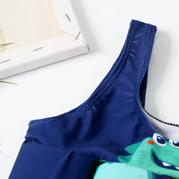 IDOPIP Kids Boys Girls Floatation Swimsuit with Adjustable Buoyancy Baby Float Suit Swim Vest One Piece Swimwear Bathing SuitDark Blue Dinosaur