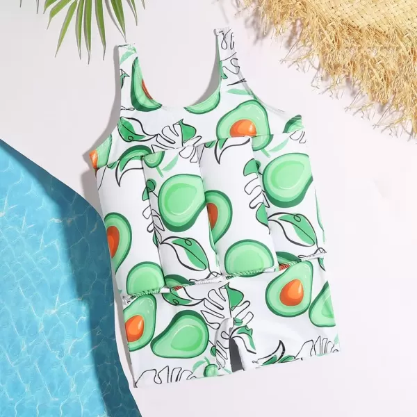 IDOPIP Kids Boys Girls Floatation Swimsuit with Adjustable Buoyancy Baby Float Suit Swim Vest One Piece Swimwear Bathing SuitGreen Avocado