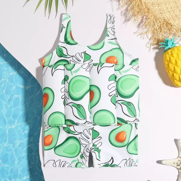 IDOPIP Kids Boys Girls Floatation Swimsuit with Adjustable Buoyancy Baby Float Suit Swim Vest One Piece Swimwear Bathing SuitGreen Avocado