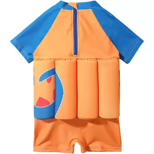 IDOPIP Kids Boys Girls Floatation Swimsuit with Adjustable Buoyancy Baby Float Suit Swim Vest One Piece Swimwear Bathing SuitOrange Dinosaur  Guitar