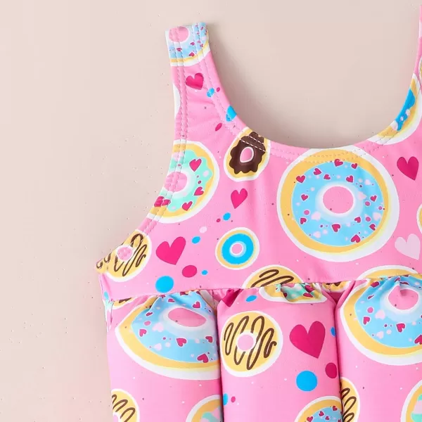 IDOPIP Kids Boys Girls Floatation Swimsuit with Adjustable Buoyancy Baby Float Suit Swim Vest One Piece Swimwear Bathing SuitPink Donut