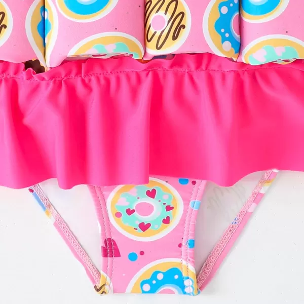 IDOPIP Kids Boys Girls Floatation Swimsuit with Adjustable Buoyancy Baby Float Suit Swim Vest One Piece Swimwear Bathing SuitPink Donut