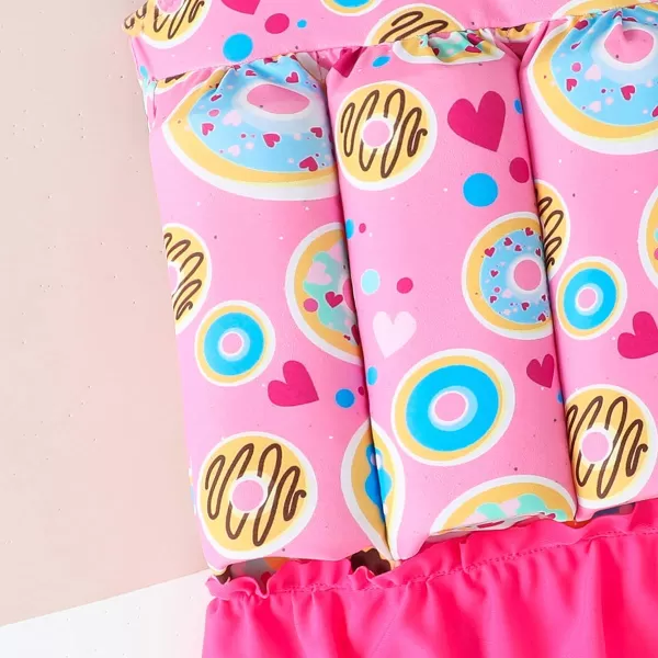 IDOPIP Kids Boys Girls Floatation Swimsuit with Adjustable Buoyancy Baby Float Suit Swim Vest One Piece Swimwear Bathing SuitPink Donut