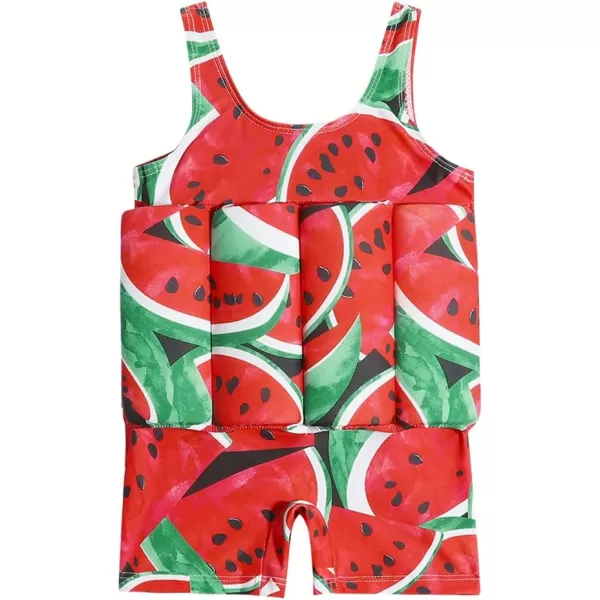 IDOPIP Kids Boys Girls Floatation Swimsuit with Adjustable Buoyancy Baby Float Suit Swim Vest One Piece Swimwear Bathing SuitRed Watermelon