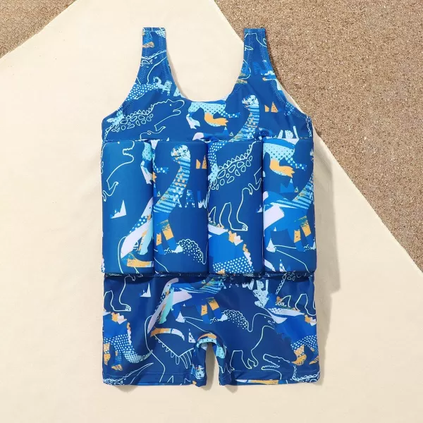 IDOPIP Kids Boys Girls Floatation Swimsuit with Adjustable Buoyancy Baby Float Suit Swim Vest One Piece Swimwear Bathing SuitRoyal Blue Dinosaur