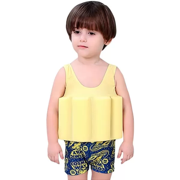 IDOPIP Kids Boys Girls Floatation Swimsuit with Adjustable Buoyancy Baby Float Suit Swim Vest One Piece Swimwear Bathing SuitYellow