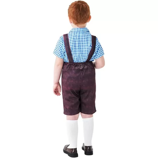 IDOPIP Kids Boys Oktoberfest Costume German Bavarian Lederhosen Shorts with Plaid Shirt Socks Toddler Halloween Cosplay 212YBlue